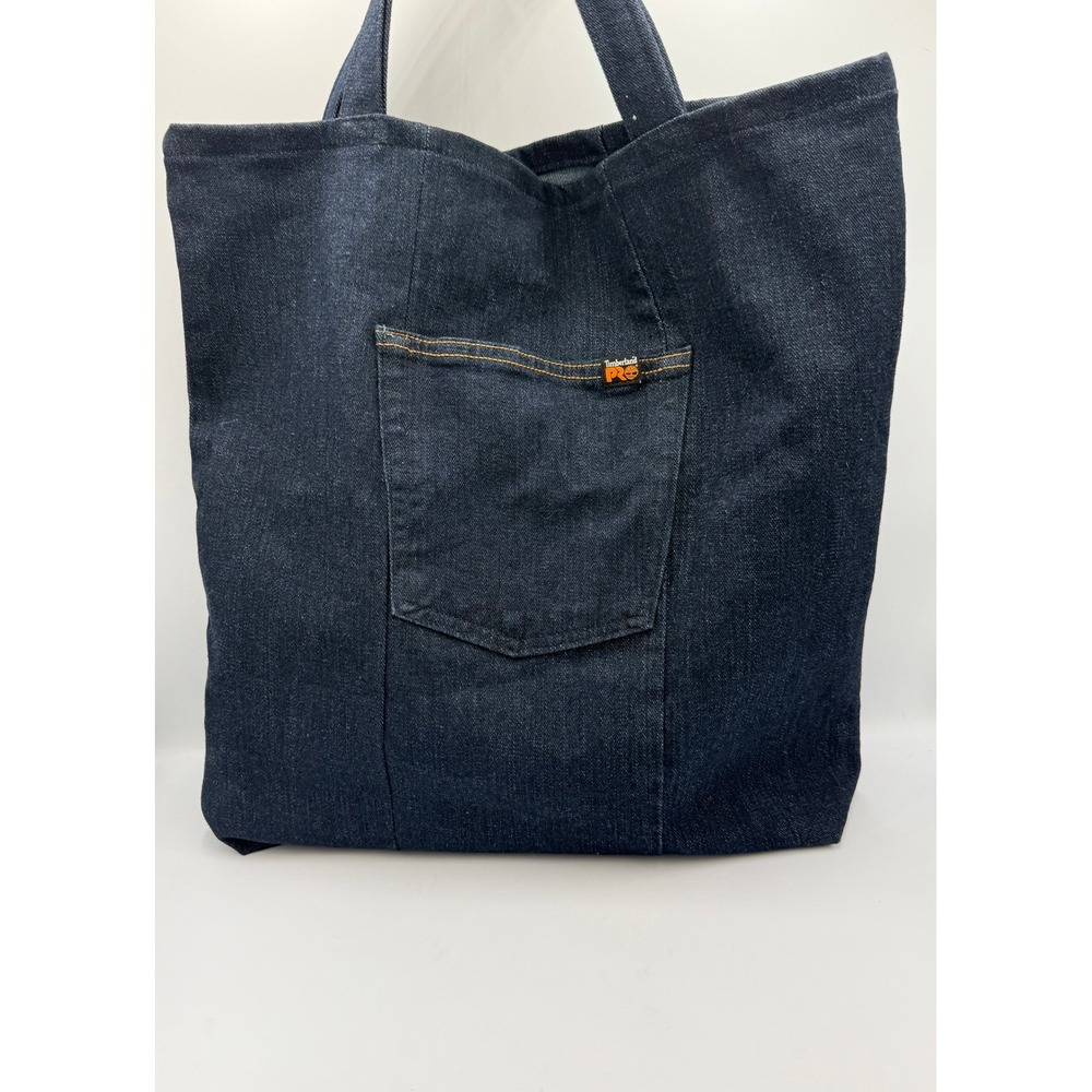 Timberland PRO Womens Denim Tote Bag Dark Wash Workwear Large Blue Pocket 17.5"